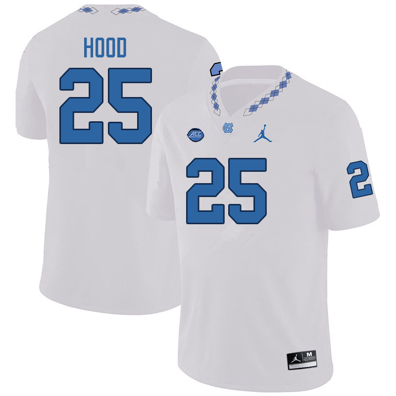 Men #25 Kellan Hood North Carolina Tar Heels College Football Jerseys Sale-White